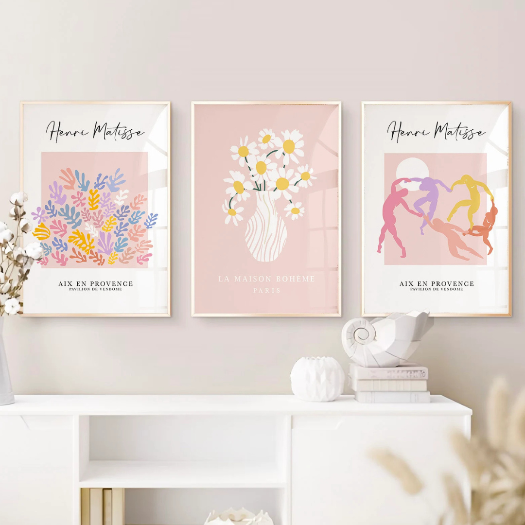 Set x3 Cuadros Arte de pared en colores pastel, Pastel danés