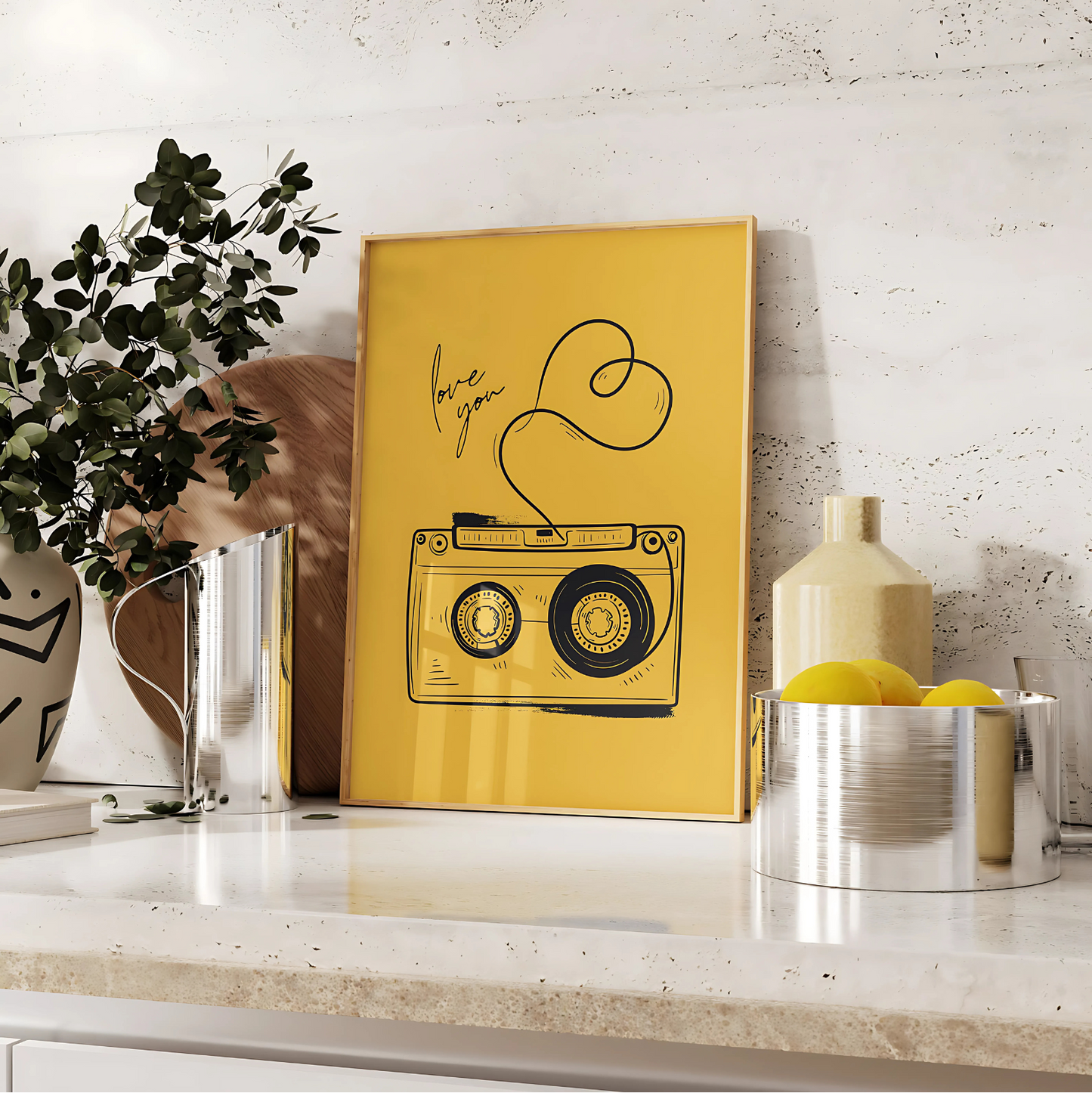 Cuadro Decorativo Musical Cassette Corazon