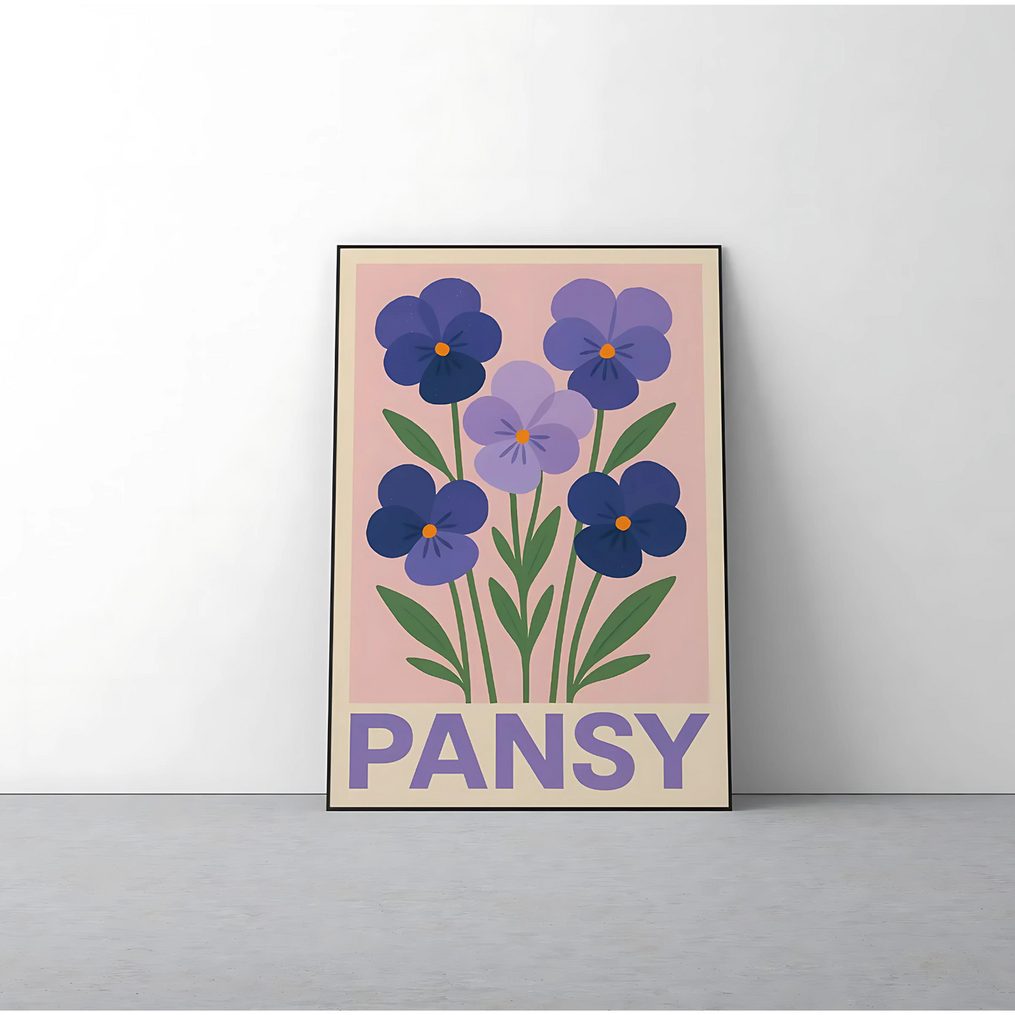 Cuadro Decorativo Botanico Flores Violetas Pansy