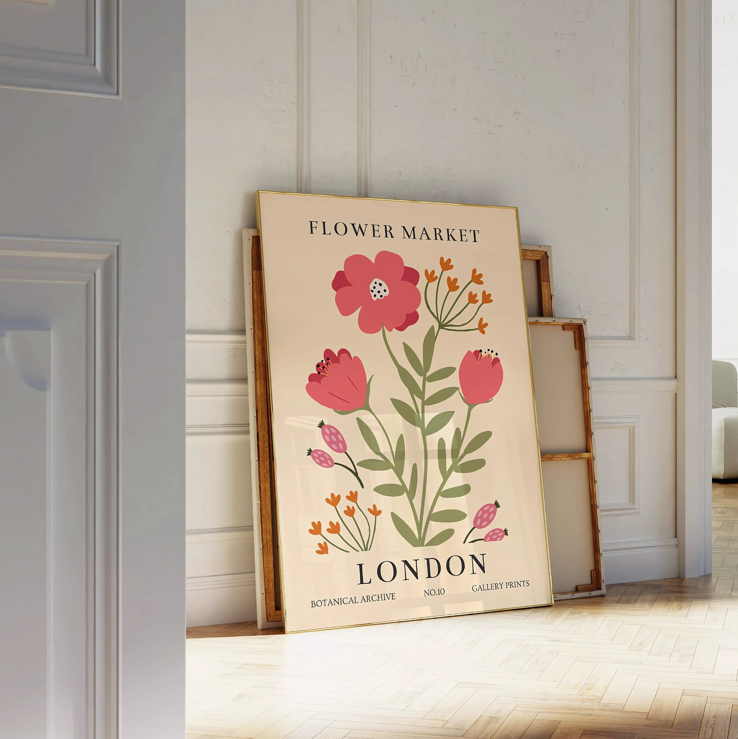 Cuadro Decorativo Botánico Flores Rosa London