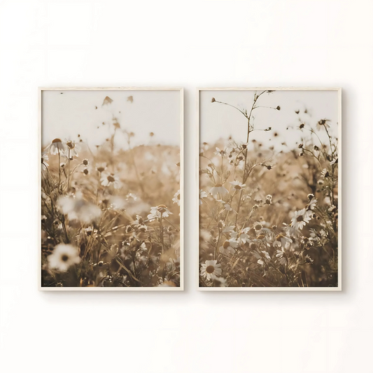 Set x2 Cuadros Decorativos Paisajes Flores Silvestres Realistas