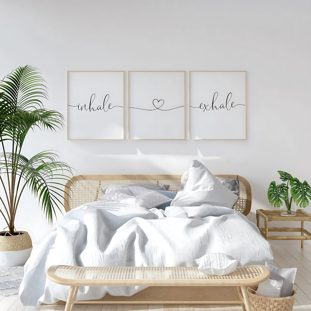 Set x3 Cuadros Decorativos "Inhale,♥ Y Exhale"