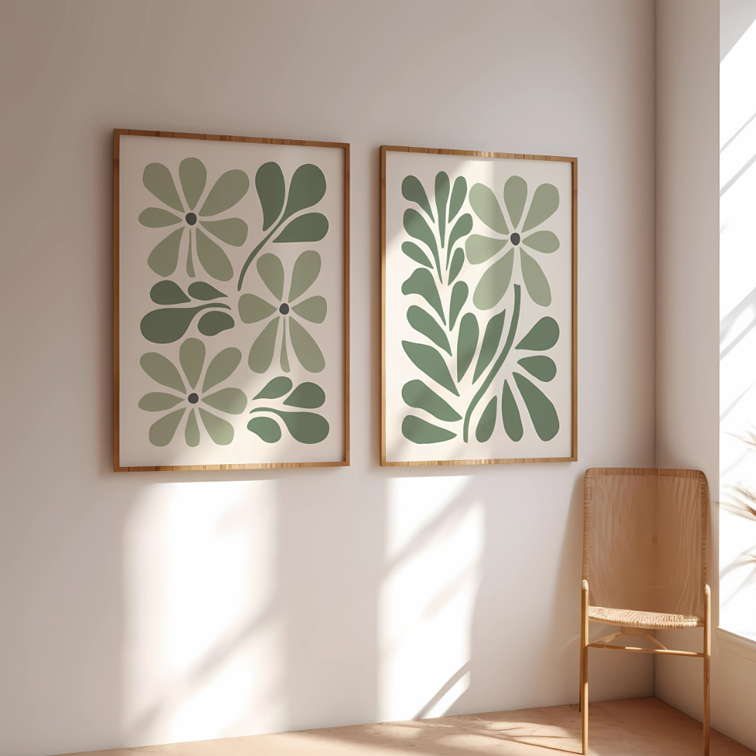 Set x2 Cuadros Decorativos Botanicos Vegetacion Verdes