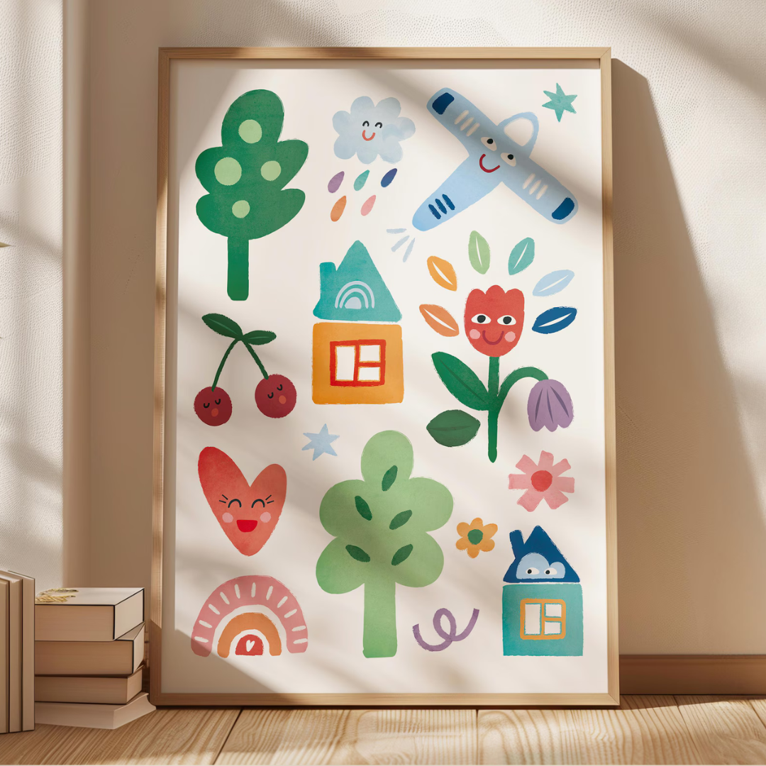 Cuadro Decorativo de pared para guardería con arcoíris
