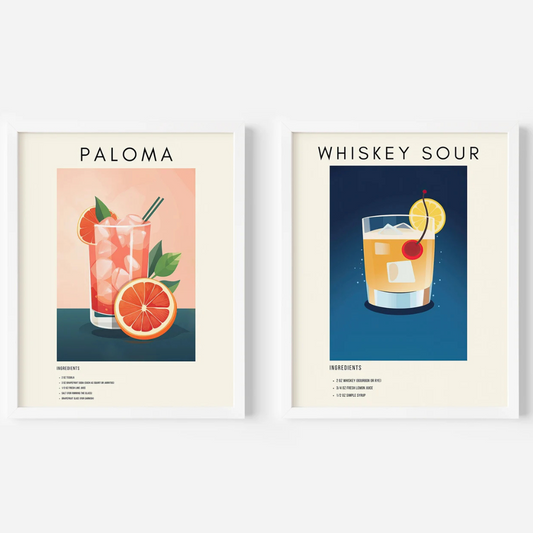 Set x2 Cuadros Decorativo Arte clásico de la pared de cócteles II