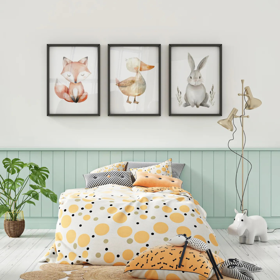 Set x3 Cuadros Decorativos animales del bosque