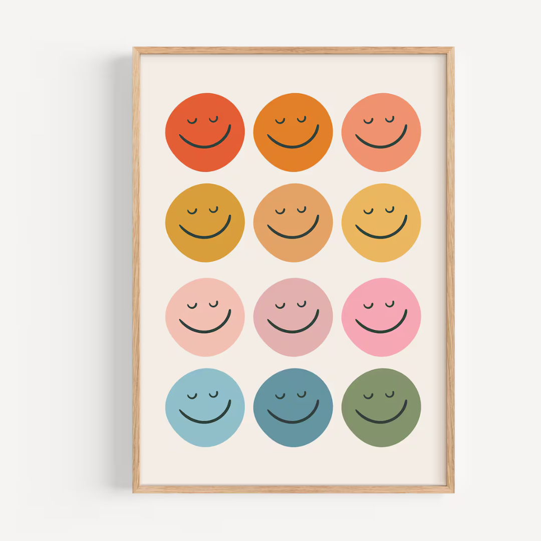 Cuadro Decorativo Infantil, Cara Sonriente Retro