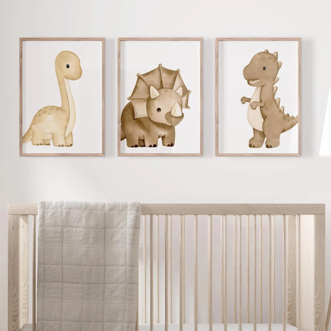 Set x3 Cuadros Infantiles, dinosaurios para guardería