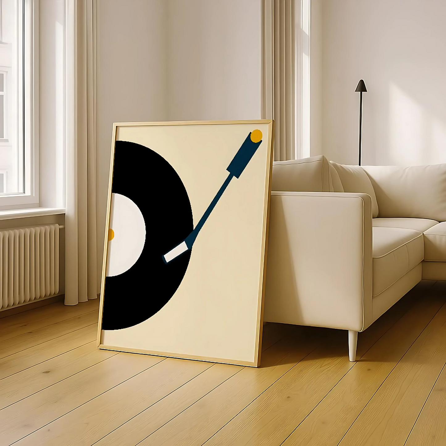 Cuadro Decorativo Musical Tocadisco Animado Blanco Y Negro