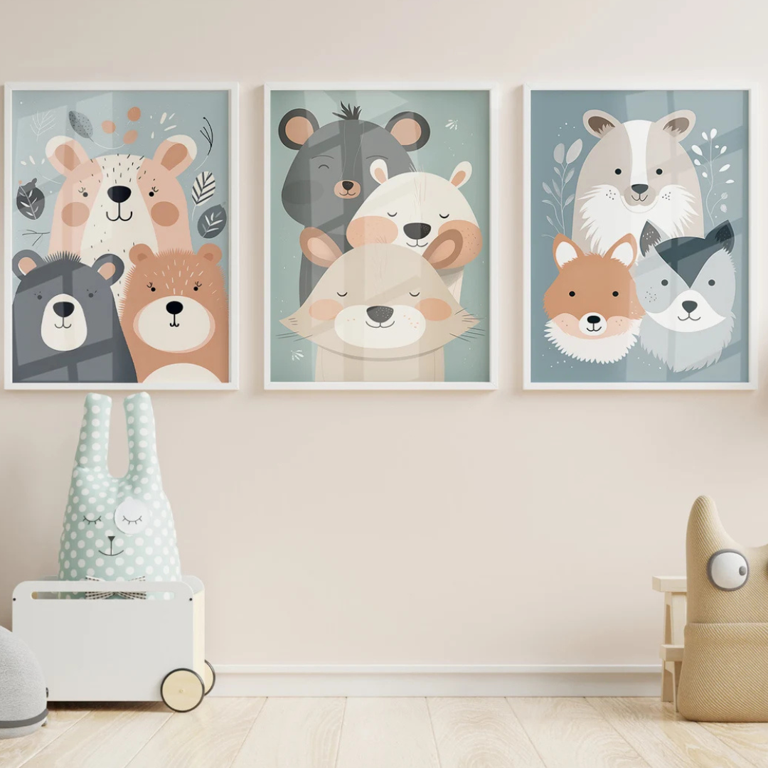 Set x3 Cuadros decorativos infantiles Ositos del Bosque