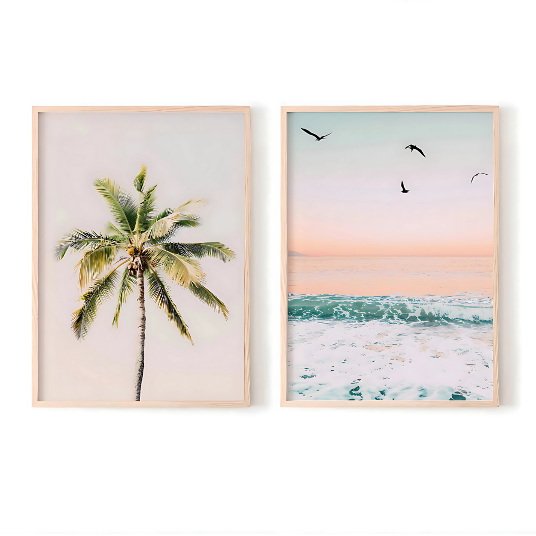 Set x2 Cuadros playa colores pasteles
