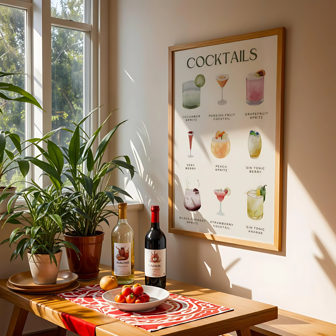 Cuadro Decorativo Ilustraciones de bebidas con estilo