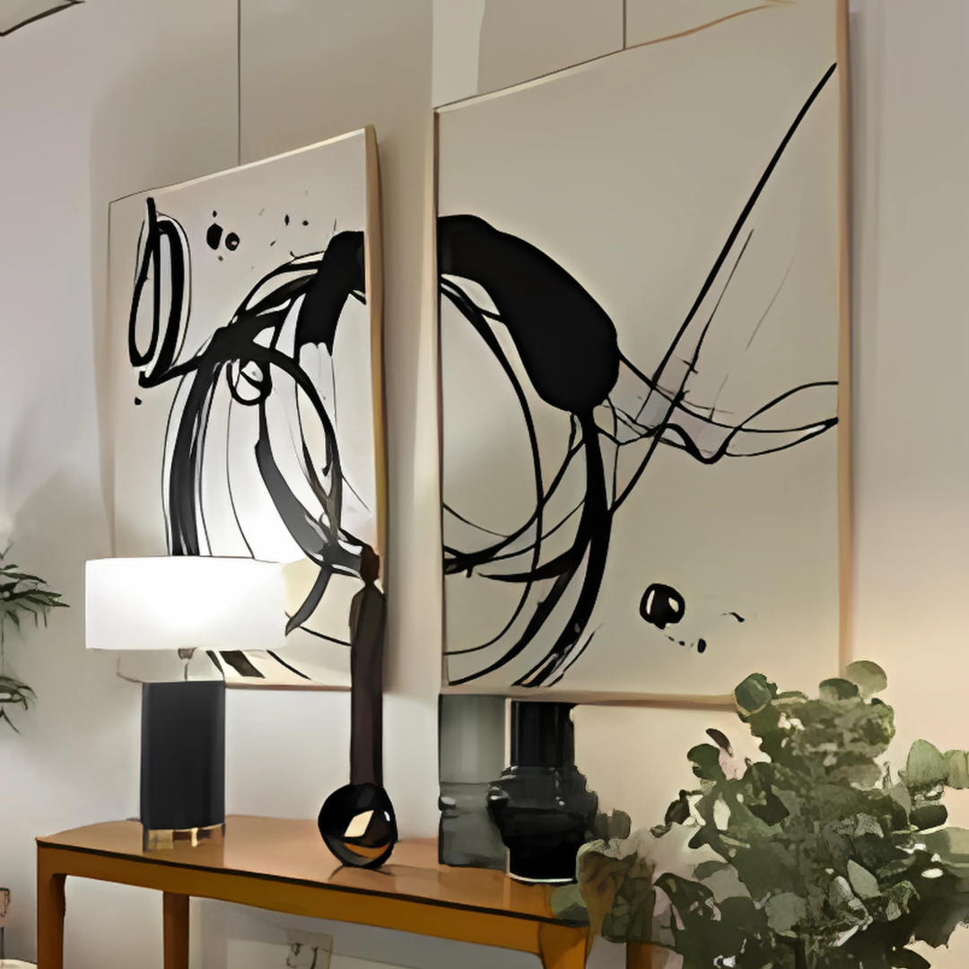 Set x2 Cuadros Decorativos, Arte Abstracto, Black