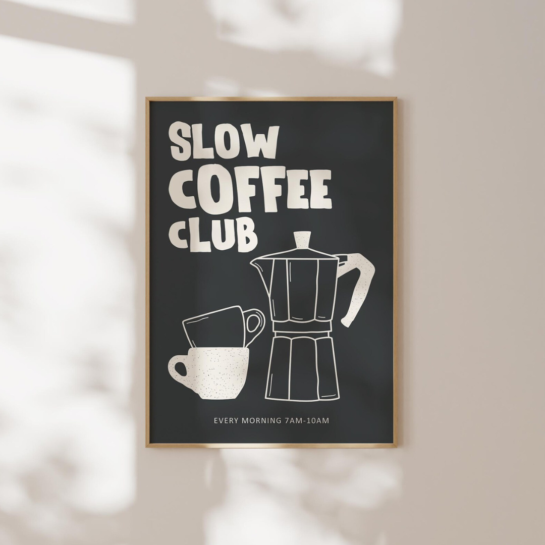 Cuadro Decorativo Club de Café Lento Retro