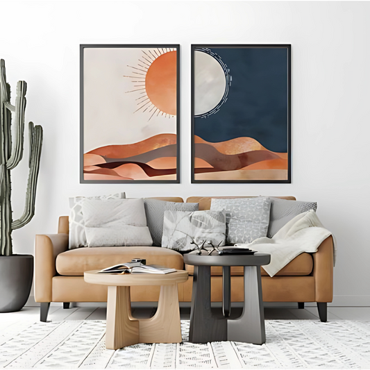 Set x2 Cuadros Decorativos , Sol y Luna II