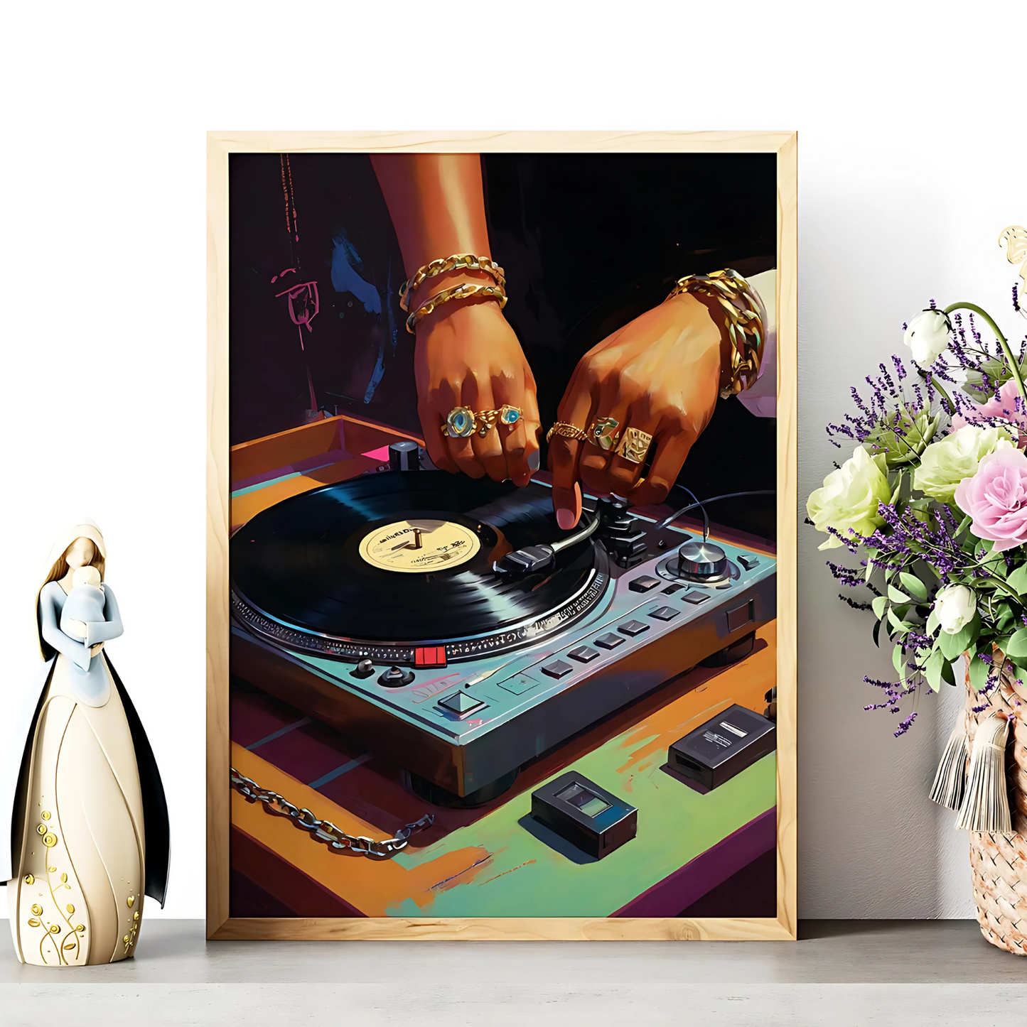 Cuadro Decorativo Dj Tocadiscos A Color