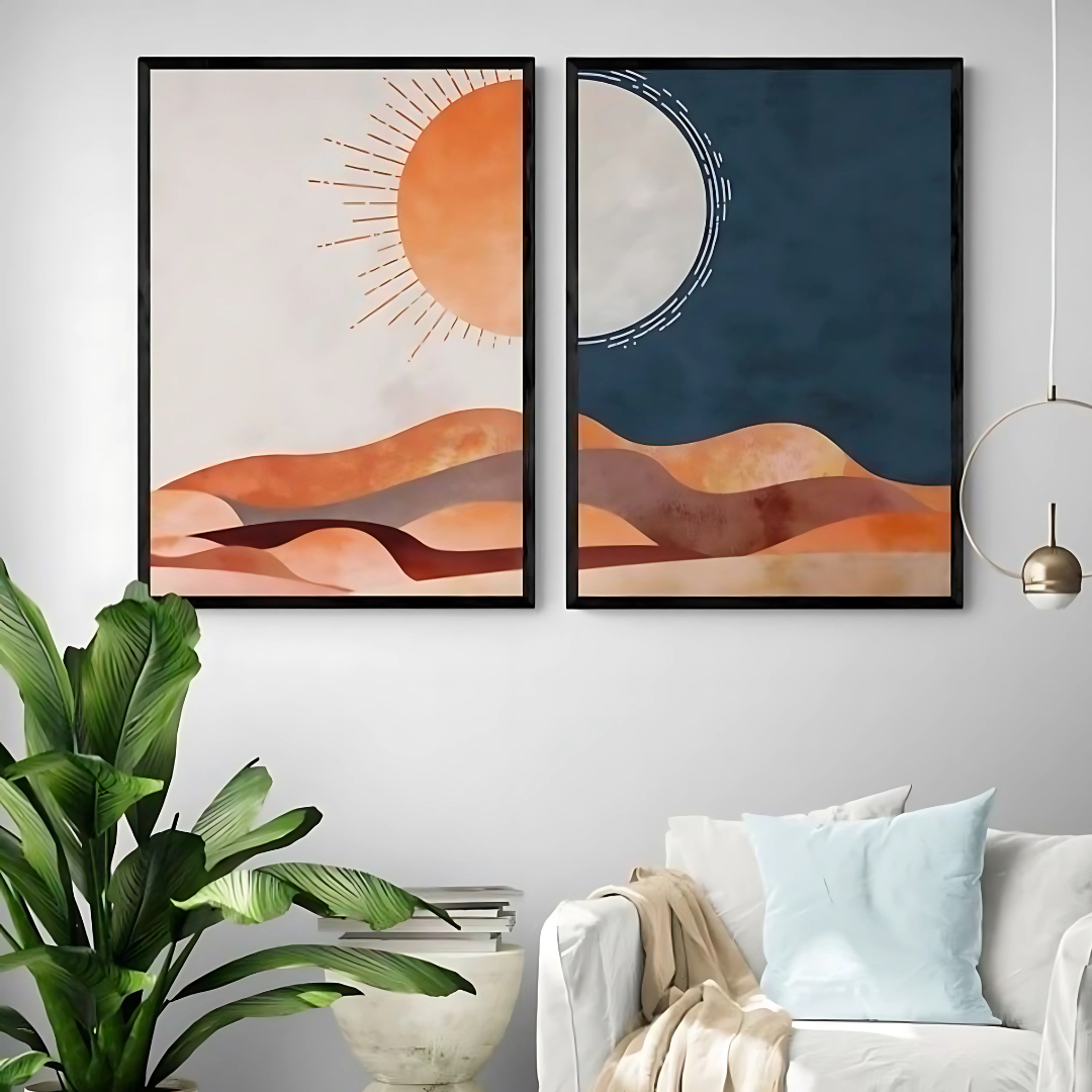Set x2 Cuadros Decorativos , Sol y Luna II
