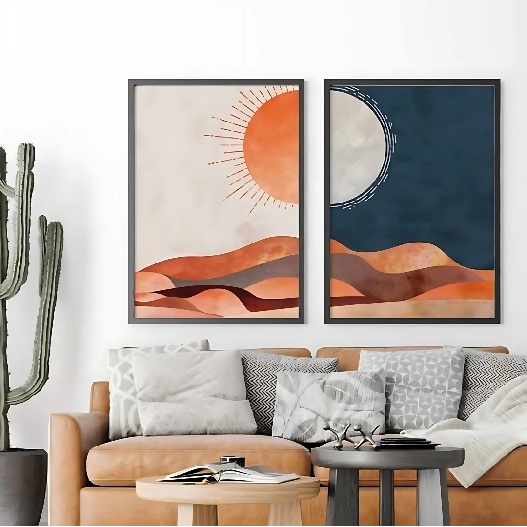 Set x2 Cuadros Decorativos , Sol y Luna II