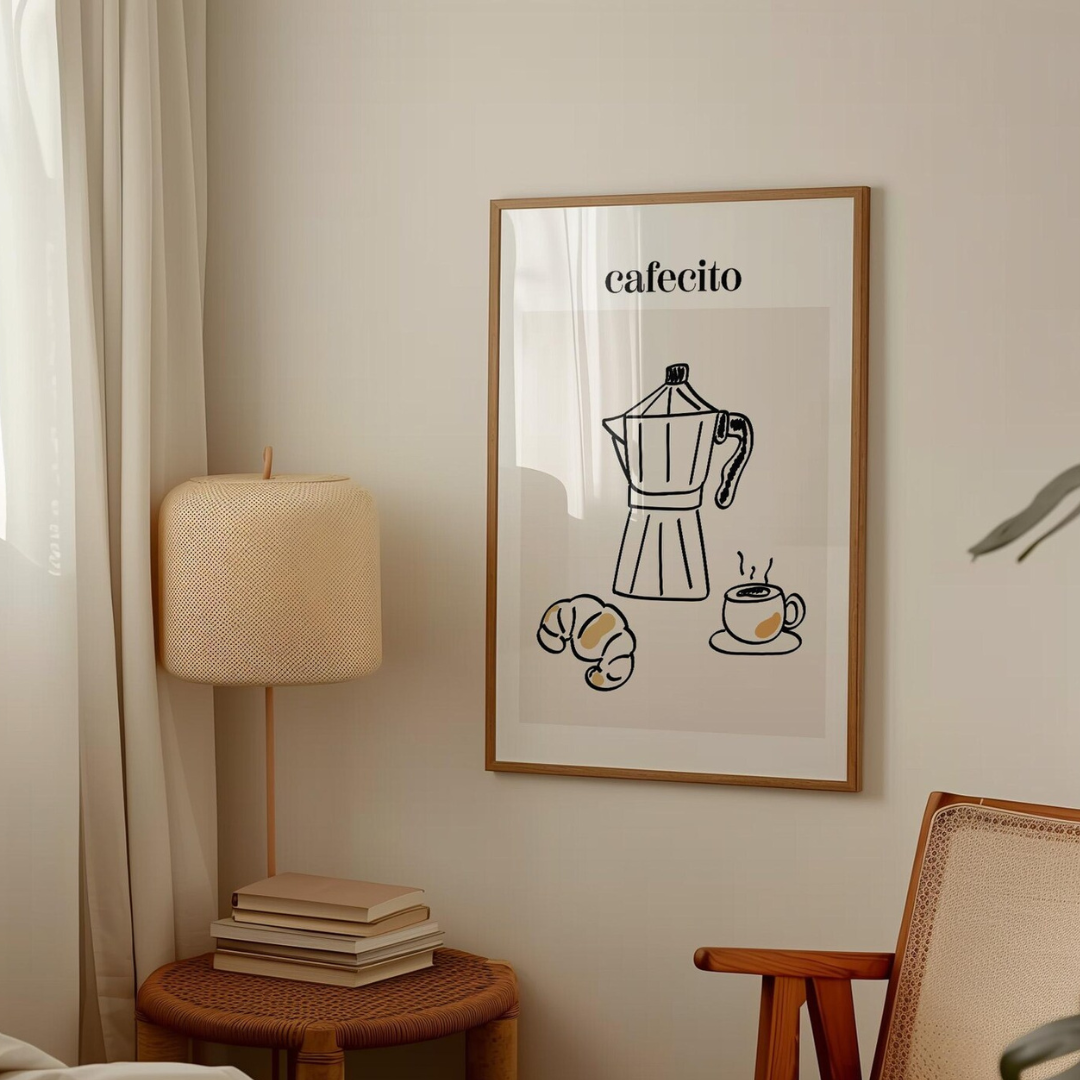 Cuadro Decorativo Cafecito, Café, Croissant