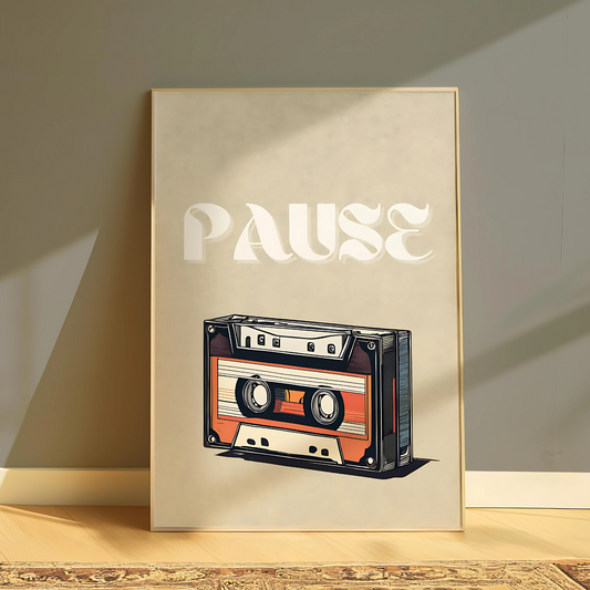 Cuadro Decorativo Musical Cassettes Pause