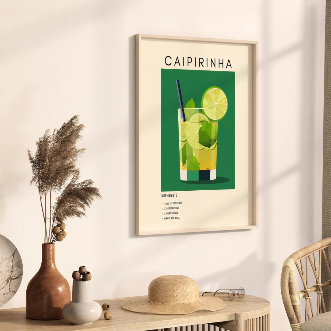 Cuadro Decorativo cóctel retro Caipirinha