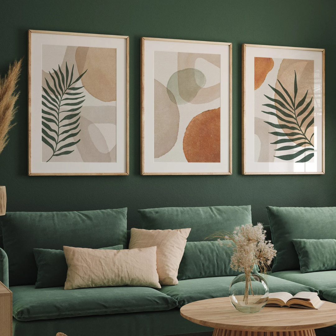 Set x3 Cuadros Decorativos tonos neutros cálidos, decoración rústica moderna