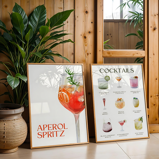 Set x2 Cuadros Decorativo Ilustraciones de bebidas con estilo II