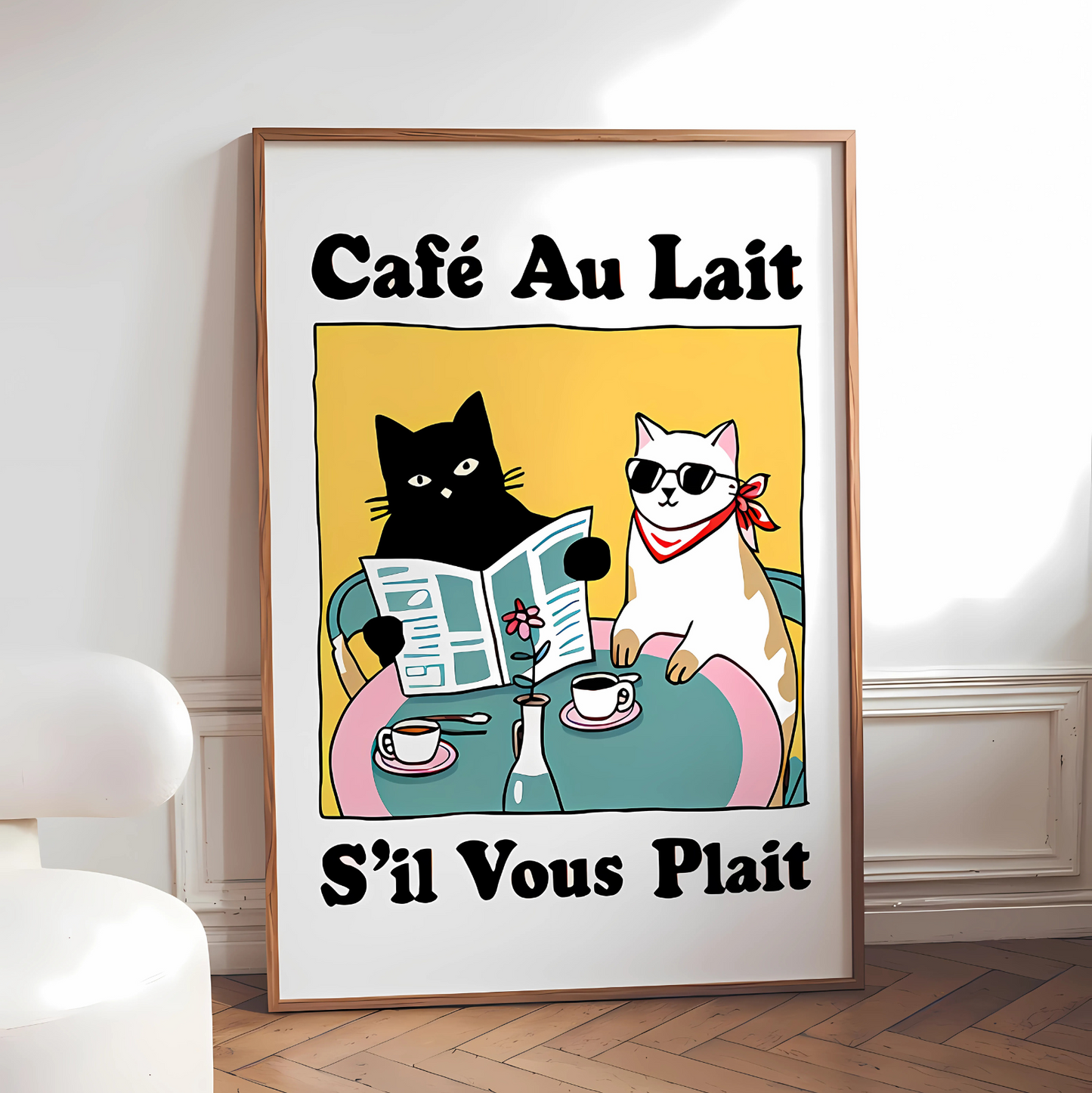 Cuadro Decorativo Gato Negro Cafe Au Lait Sil Vous Plait