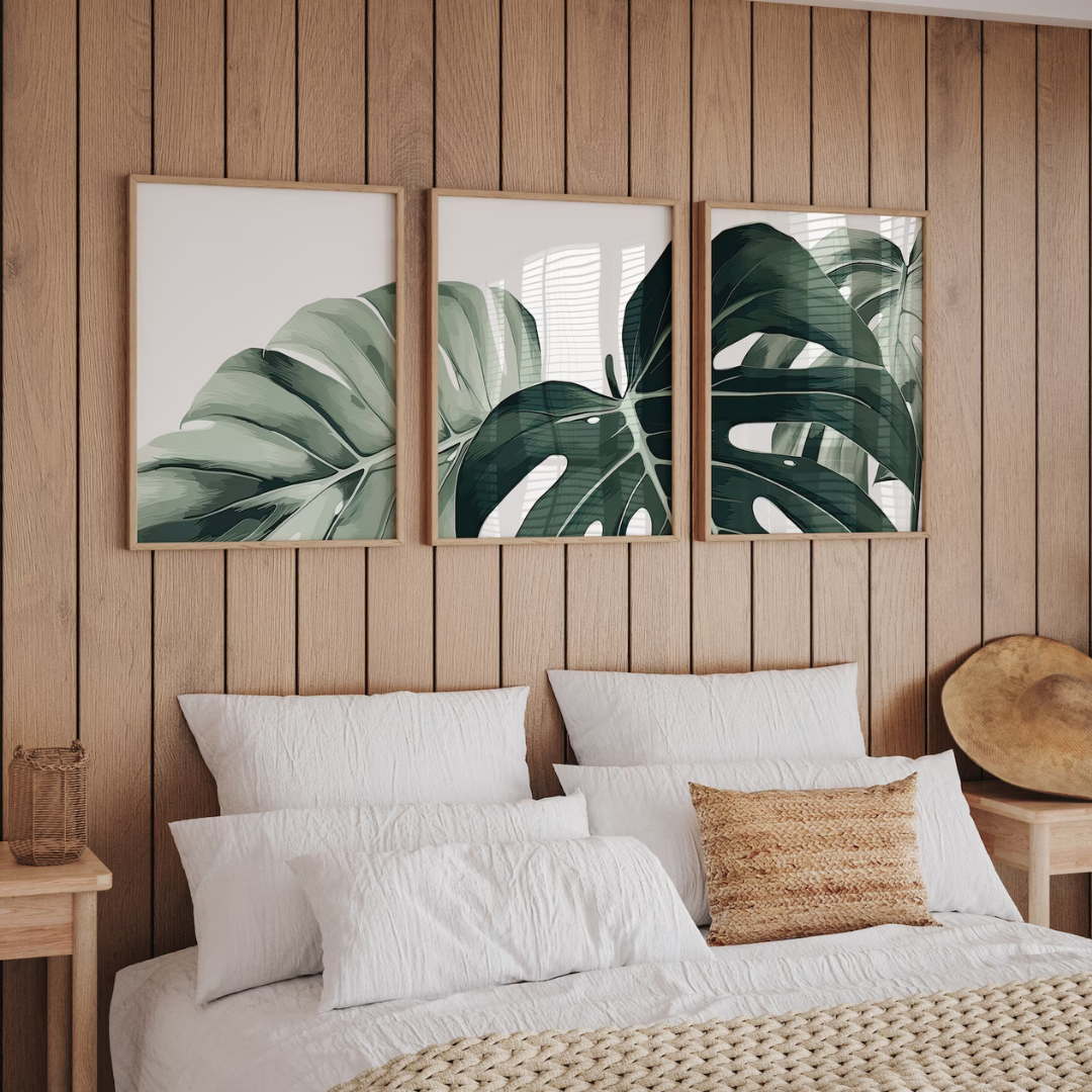 Set x3 Cuadros Decorativos Arte mural de Monstera