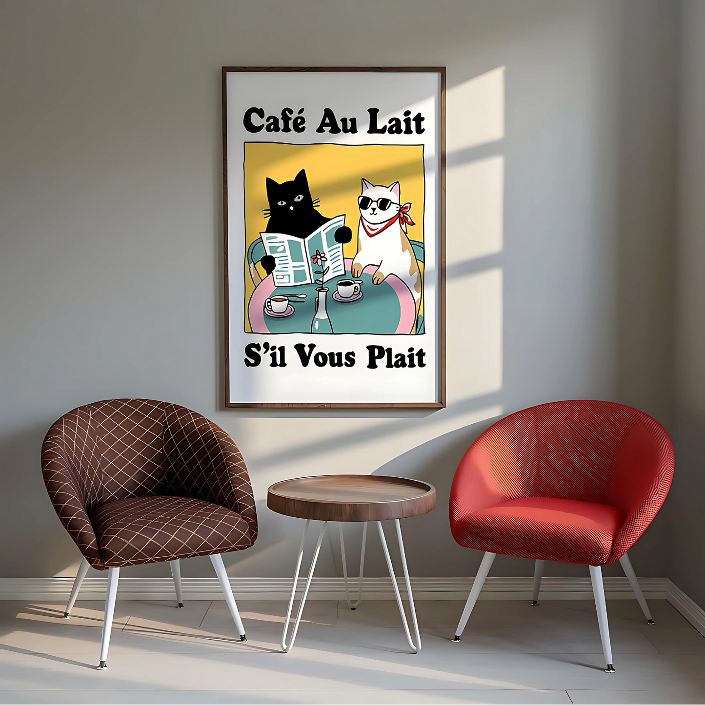 Cuadro Decorativo Gato Negro Cafe Au Lait Sil Vous Plait