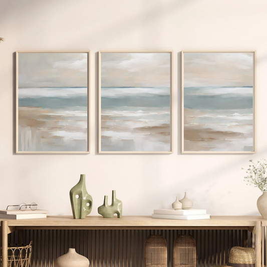 Set x3 Cuadros Decorativos Abstracto, Colores Tierra