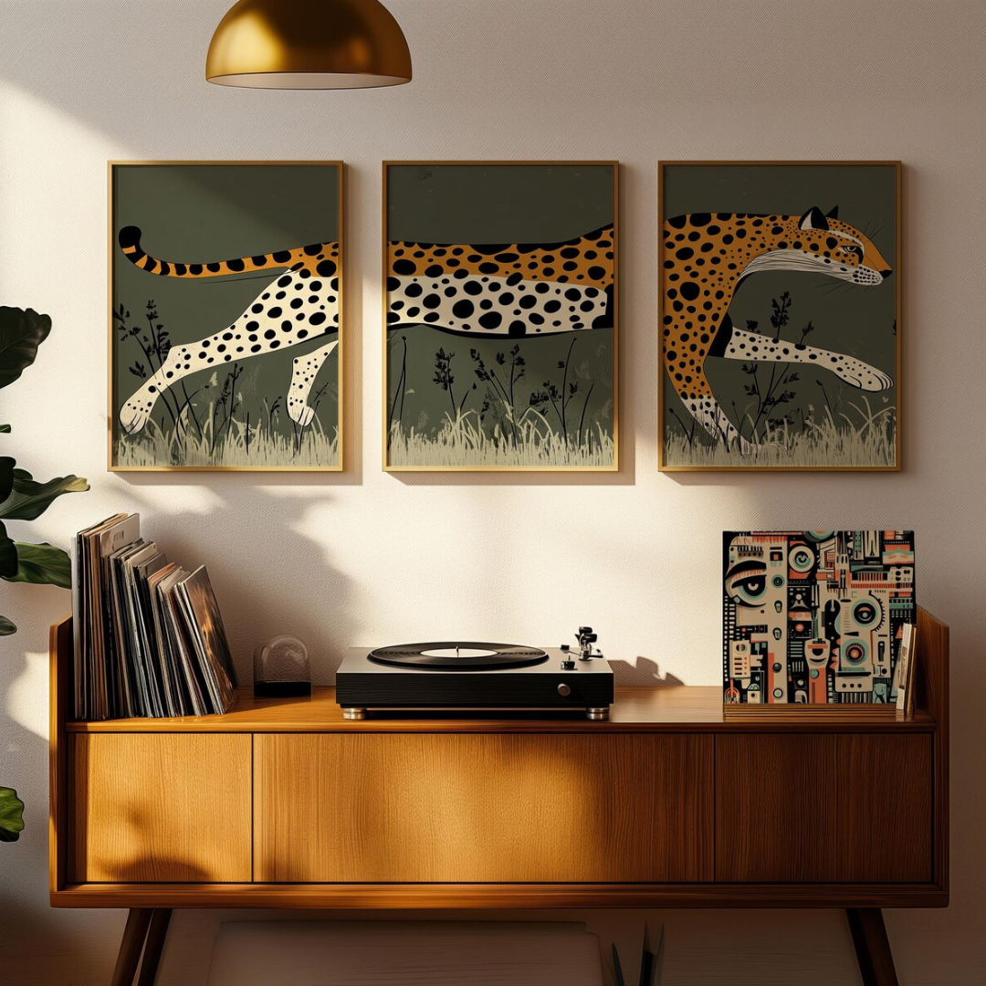 Set x3 Cuadros Decorativos Pantera retro vintage