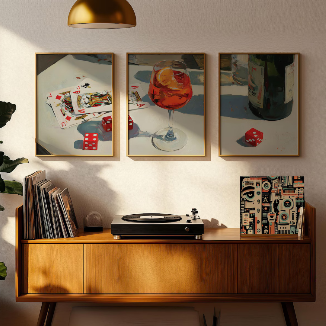 Set x3 Cuadros Decorativos Aperol Spritz, arte mural de bar de verano