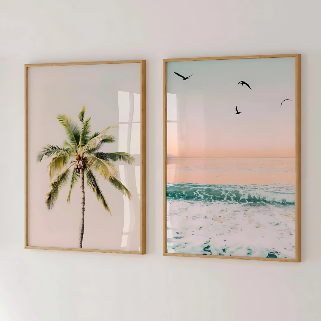 Set x2 Cuadros playa colores pasteles