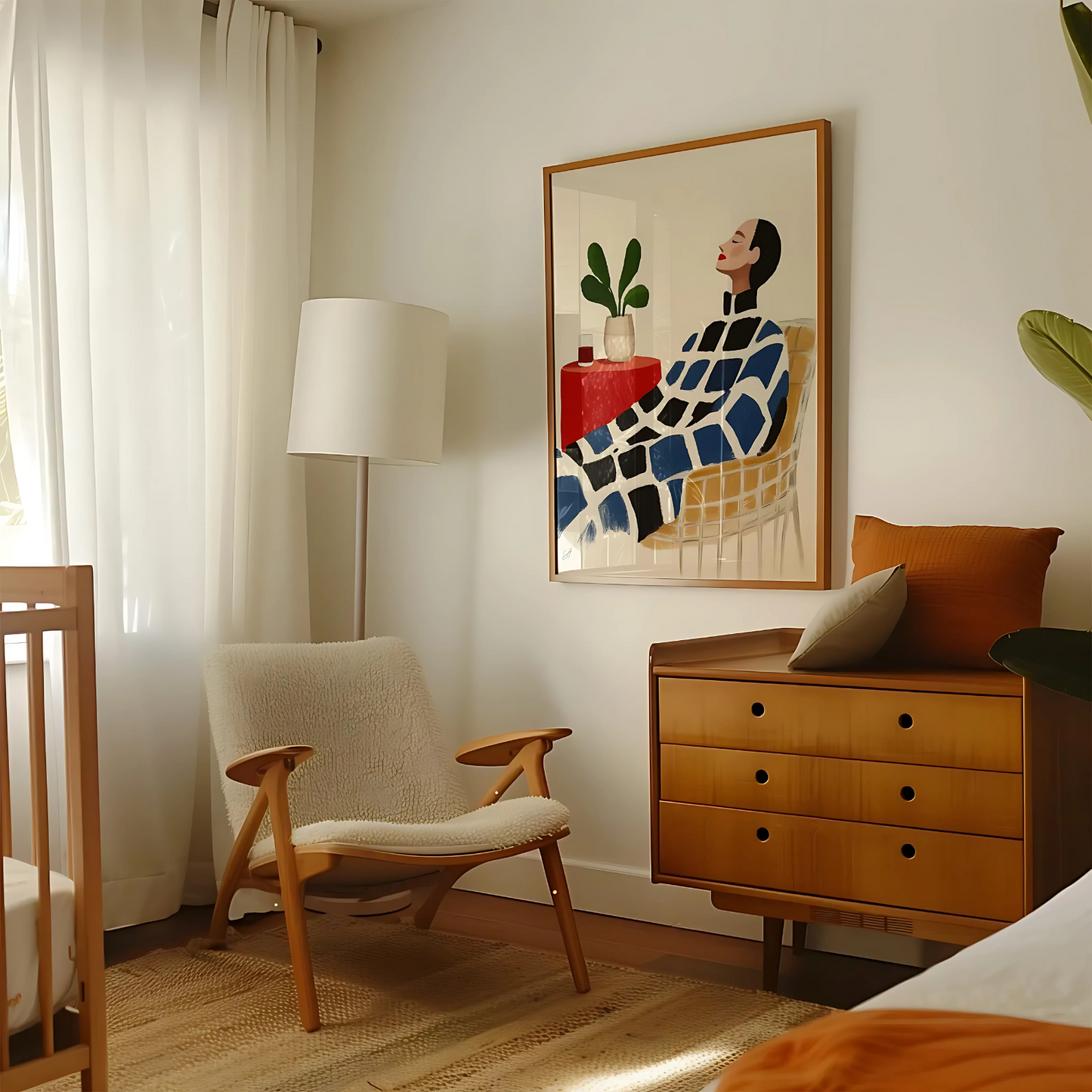 Cuadro Decorativo Ilustración Mujer Sentada
