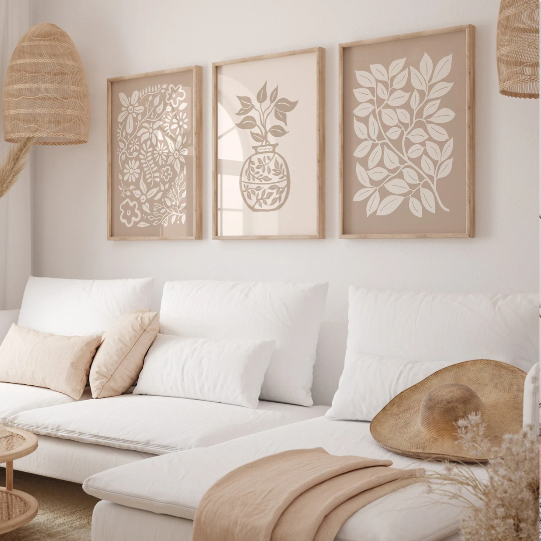 Set x3 Cuadros Decorativos moderno de mediados de siglo