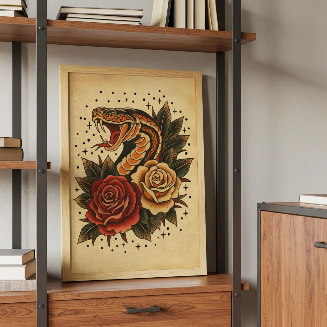 Cuadro Decorativo Tatuaje cobra tradicional