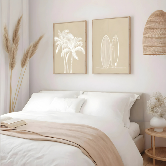 Set x2 Cuadros tabla de surf, decoración de cabaña de playa