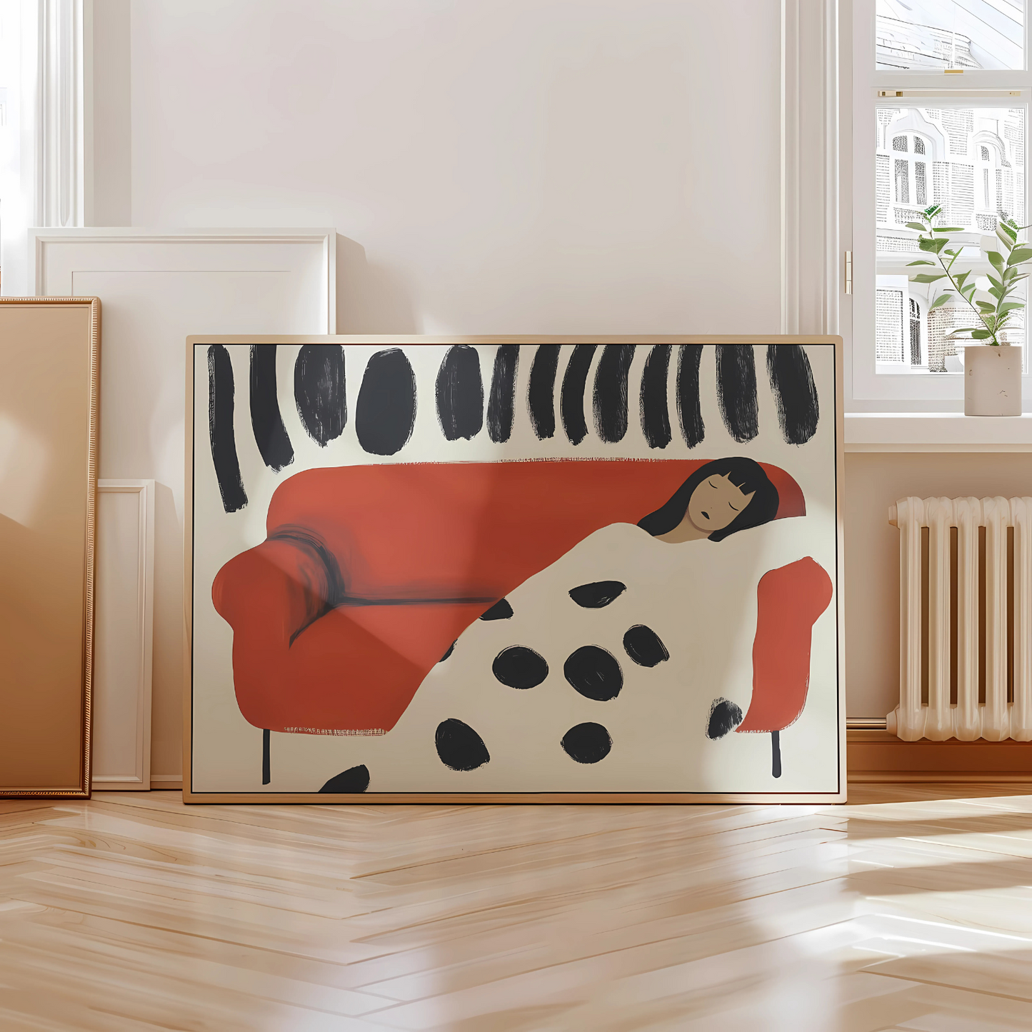 Cuadro Decorativo Ilustración Mujer Sofá