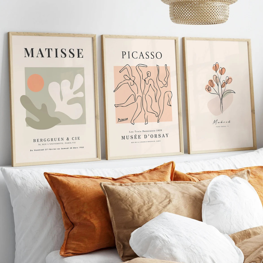 Set x3 Cuadros Decorativos  Picasso, póster de Matisse