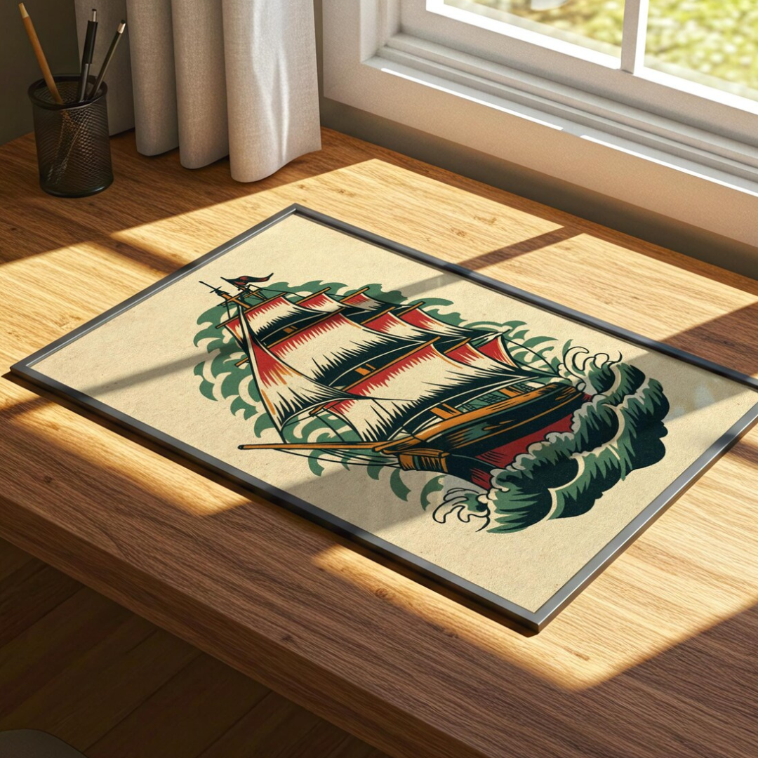 Cuadro Decorativo Tatuaje de barco náutico