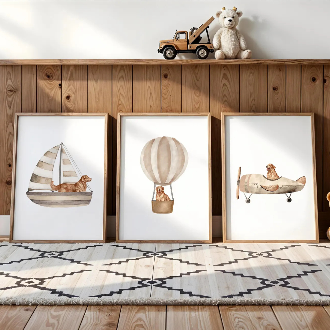 Set x3 Cuadros decorativos infantiles azules