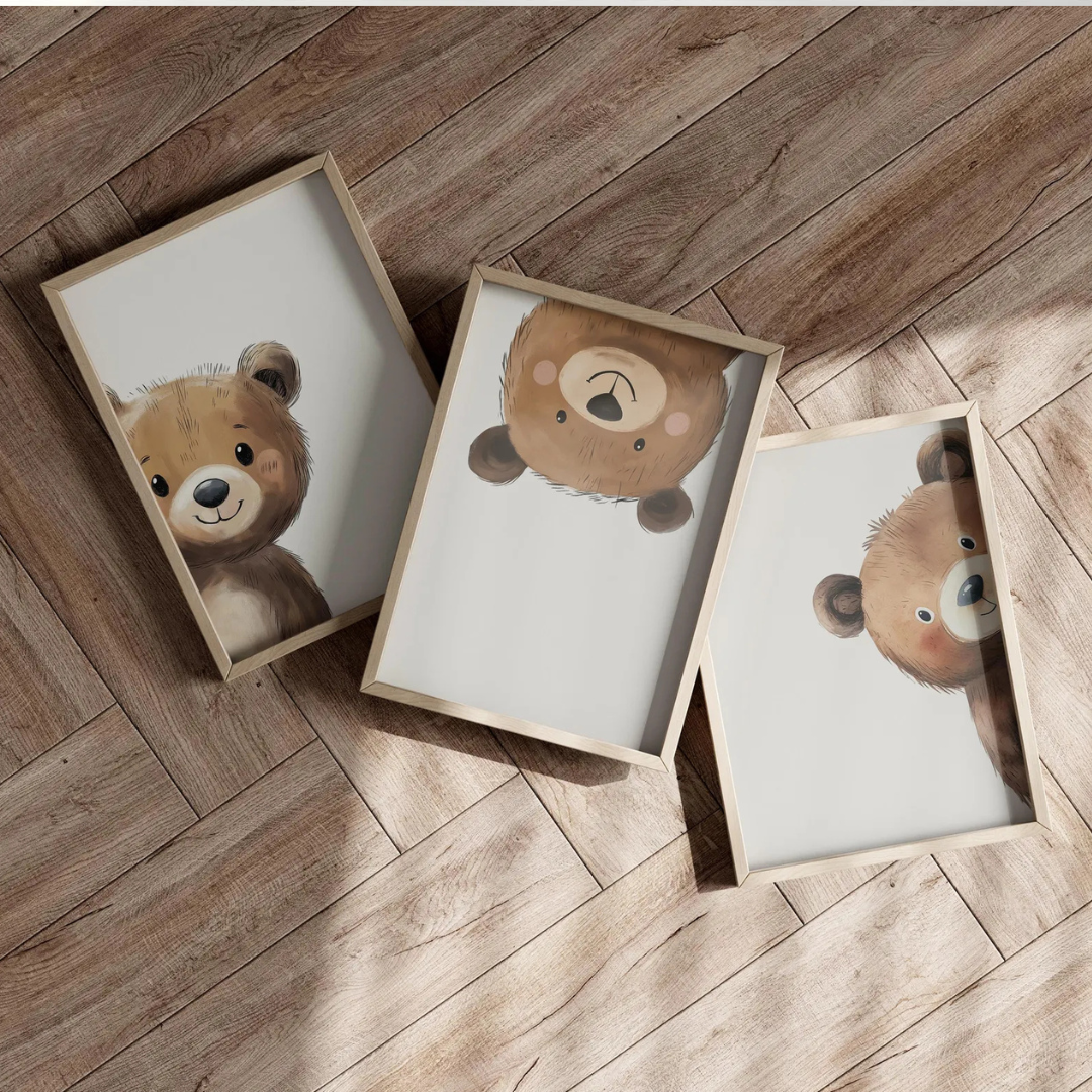 Set x3 Cuadros decorativos infantiles Ositos de peluche