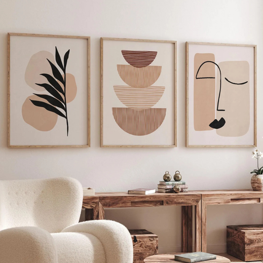 Set x3 Cuadros Abstractos, boho chic