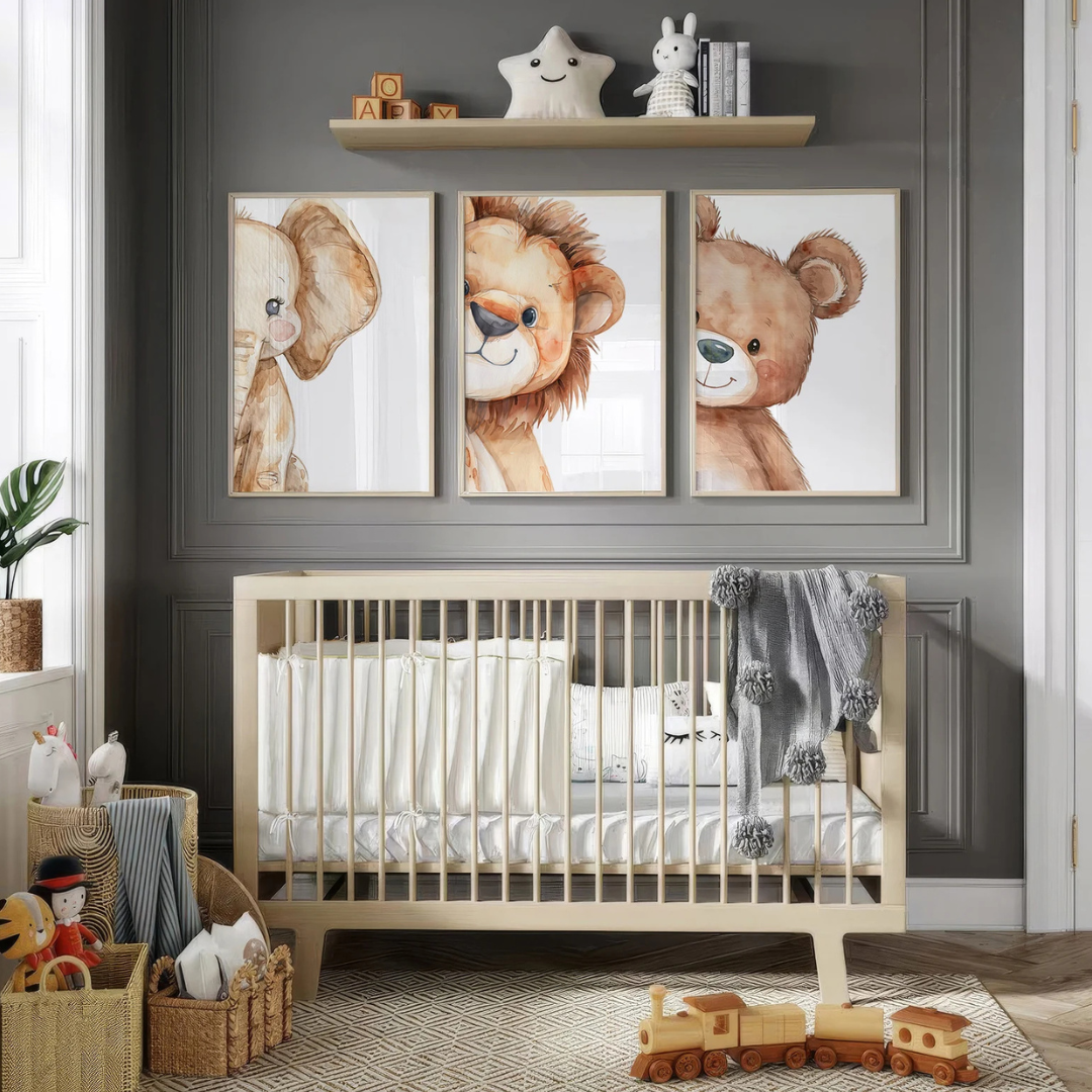 Set x3 Cuadros Infantiles Dinosaurio y Arbol