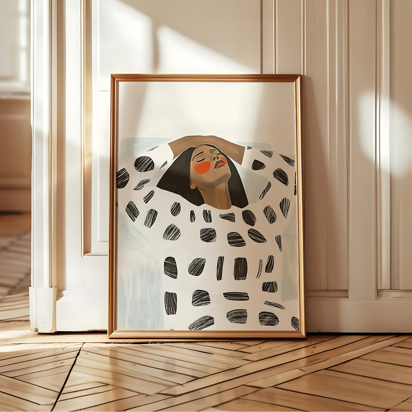 Cuadro Decorativo Ilustración Mujer Manos En La Cabeza