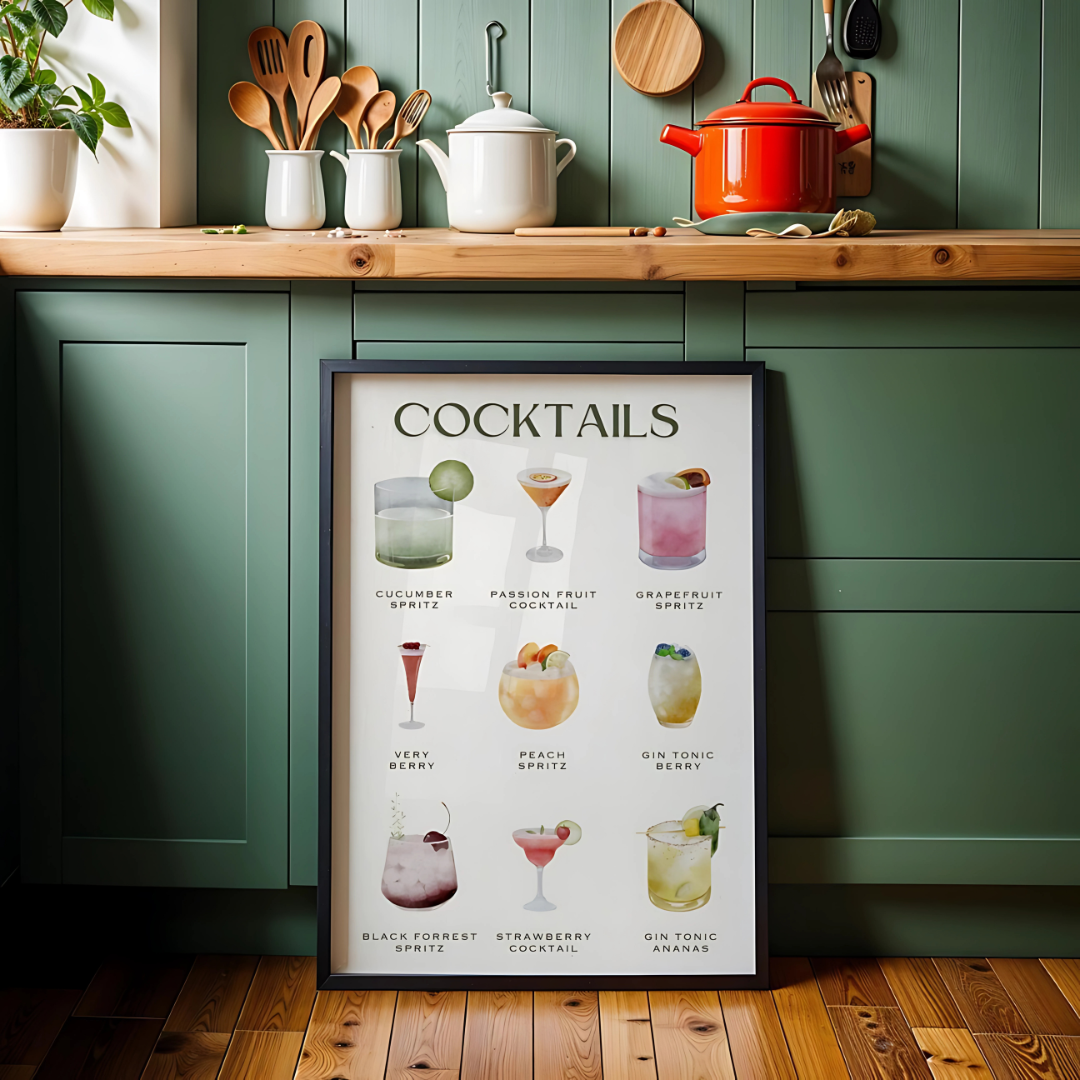 Cuadro Decorativo Ilustraciones de bebidas con estilo