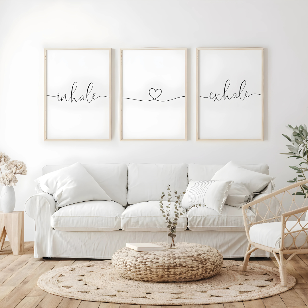 Set x3 Cuadros Decorativos "Inhale,♥ Y Exhale"