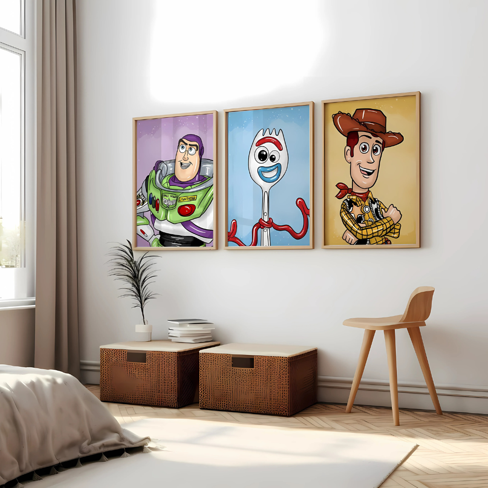 Set x3 Cuadros Woody, Buzz Lightyear, Forky Toy Story