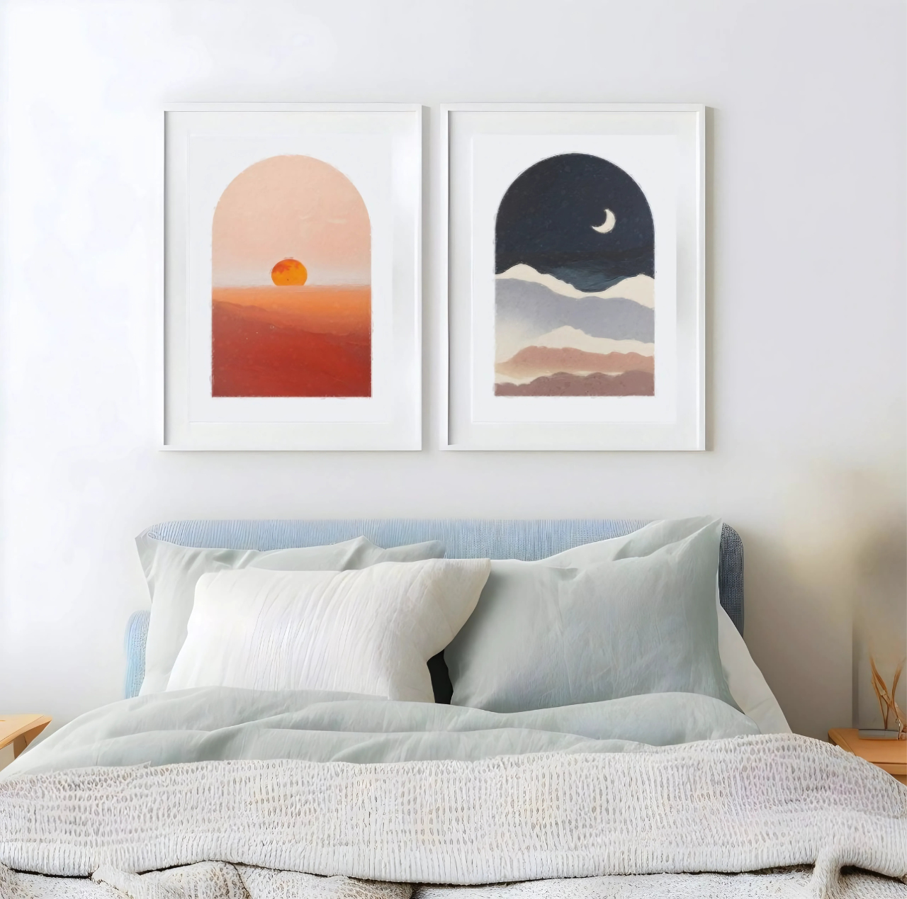 Set x2 Cuadros Abstractos Luna y Sol